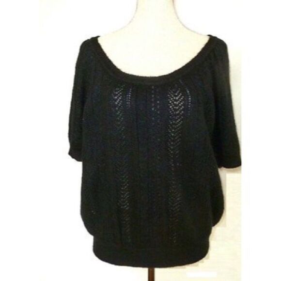 ✨EXPRESS Black Open Cable Knit Wool Mohair Sweater - Picture 1 of 3